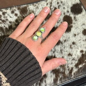 Nizhoni Traders Palomino Turquoise Sterling Silver adjustable ring